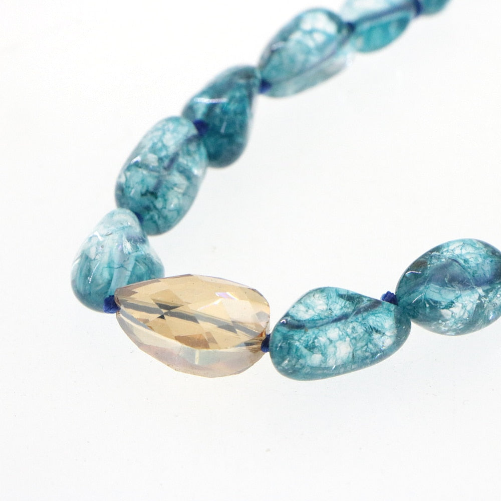 Charm Natural Stone 12-16mm Irregular Blue Tourmaline Crystal Necklace Woman Girl Child Wedding Christmas Gift