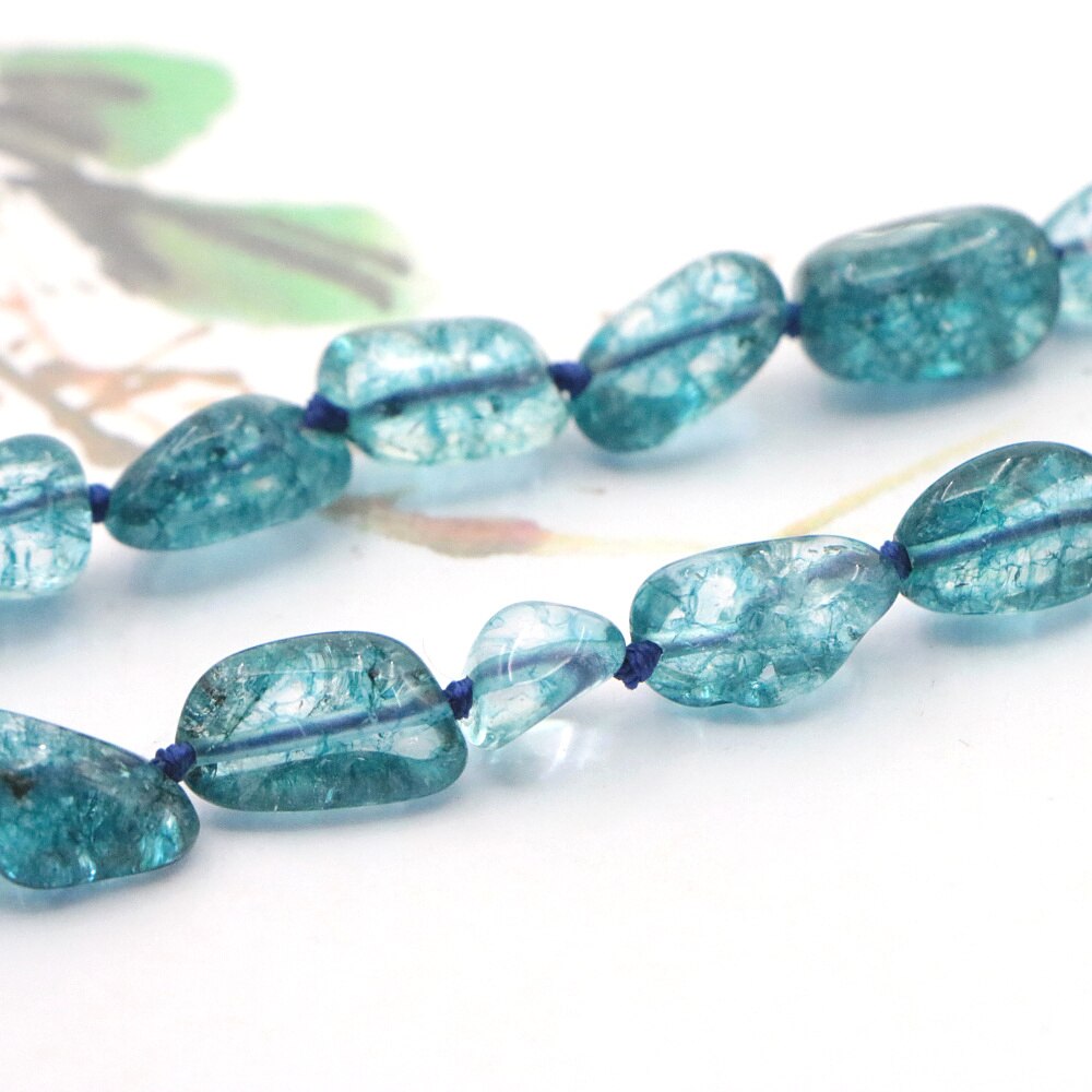 Charm Natural Stone 12-16mm Irregular Blue Tourmaline Crystal Necklace Woman Girl Child Wedding Christmas Gift