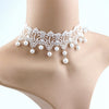 Elegant Vintage Imitation Pearl White Lace Statement Choker Necklaces Bridal Jewelry For Women Wedding