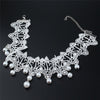 Elegant Vintage Imitation Pearl White Lace Statement Choker Necklaces Bridal Jewelry For Women Wedding