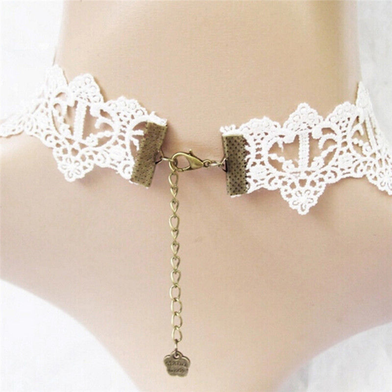 Elegant Vintage Imitation Pearl White Lace Statement Choker Necklaces Bridal Jewelry For Women Wedding