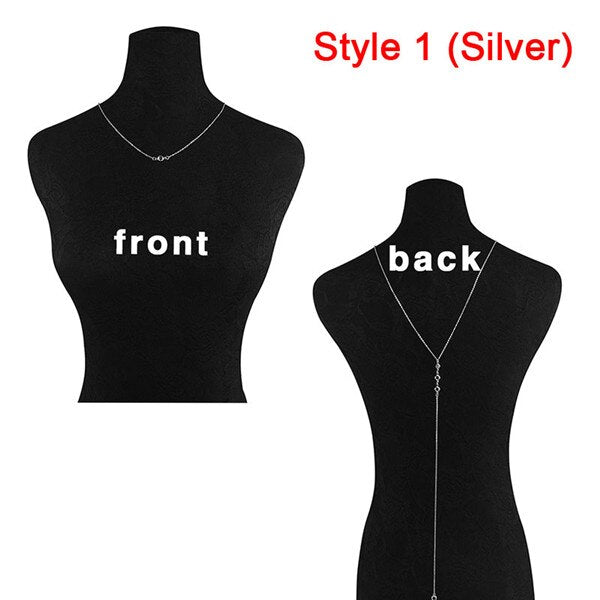 Front and Back Crystal Chain Necklace for Women Wedding Dress Summer Jewelry #240929