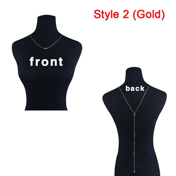 Front and Back Crystal Chain Necklace for Women Wedding Dress Summer Jewelry #240929
