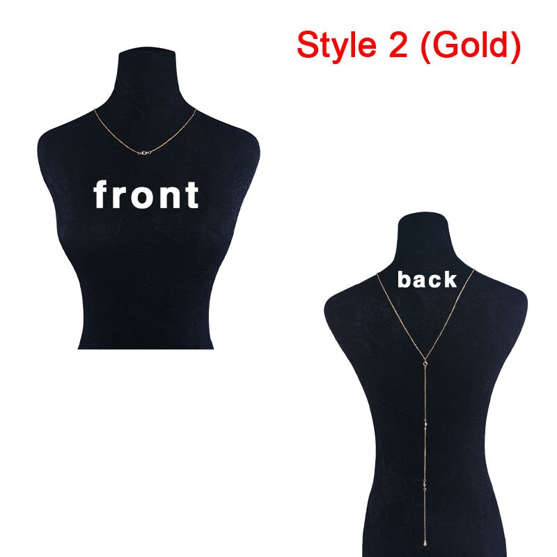 Front and Back Crystal Chain Necklace for Women Wedding Dress Summer Jewelry #240929