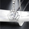Classic Royal Purple Crown Shape Pendant Necklace With Crystal Women Silver Color Necklaces Wedding Jewelry