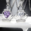 Classic Royal Purple Crown Shape Pendant Necklace With Crystal Women Silver Color Necklaces Wedding Jewelry