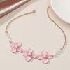 Korean Gold Pink Flower Daisy Pearls Clavicle Necklaces for Women Girls Bohemia Wedding Party Jewelry Flower Pearl Accessory