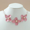 Korean Gold Pink Flower Daisy Pearls Clavicle Necklaces for Women Girls Bohemia Wedding Party Jewelry Flower Pearl Accessory