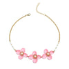 Korean Gold Pink Flower Daisy Pearls Clavicle Necklaces for Women Girls Bohemia Wedding Party Jewelry Flower Pearl Accessory
