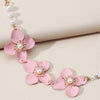 Korean Gold Pink Flower Daisy Pearls Clavicle Necklaces for Women Girls Bohemia Wedding Party Jewelry Flower Pearl Accessory