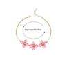 Korean Gold Pink Flower Daisy Pearls Clavicle Necklaces for Women Girls Bohemia Wedding Party Jewelry Flower Pearl Accessory