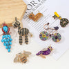 Lion Rhinestone Circle Brooches for Women Baroque Trendy Elegant Butterfly Brooch Pins Party Wedding Gifts