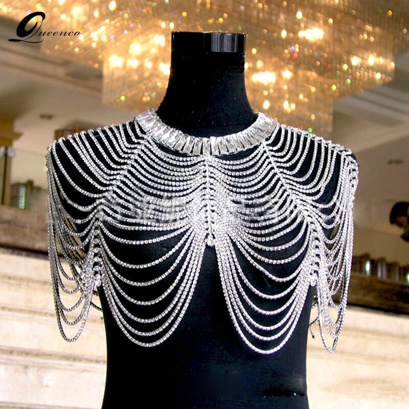 Bridal Shoulder Chains Noble Wedding Body Chian Big Necklace Jewelry Full Rhinestone Women Necklaces Straps