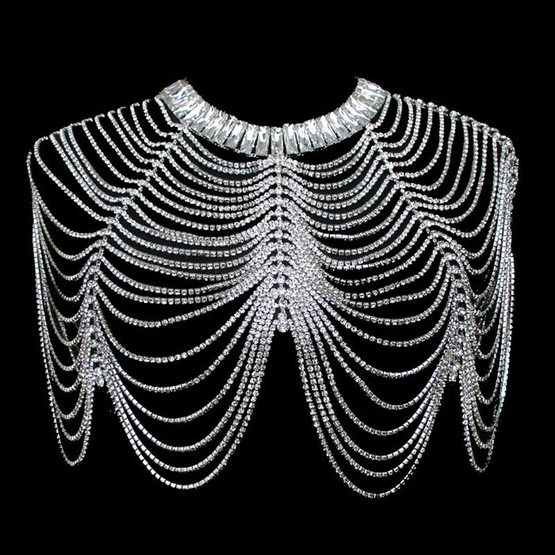 Bridal Shoulder Chains Noble Wedding Body Chian Big Necklace Jewelry Full Rhinestone Women Necklaces Straps