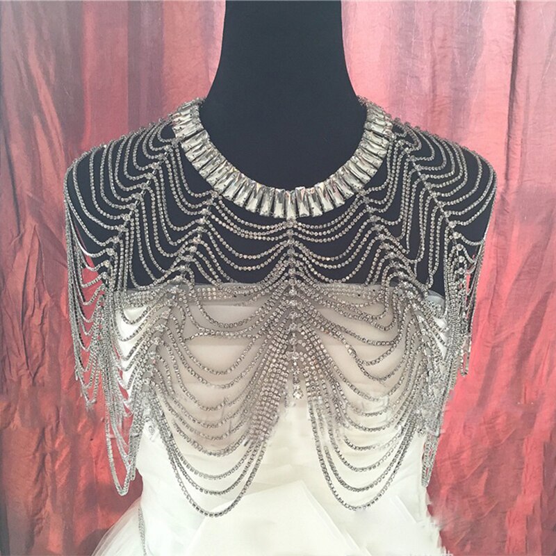 Bridal Shoulder Chains Noble Wedding Body Chian Big Necklace Jewelry Full Rhinestone Women Necklaces Straps