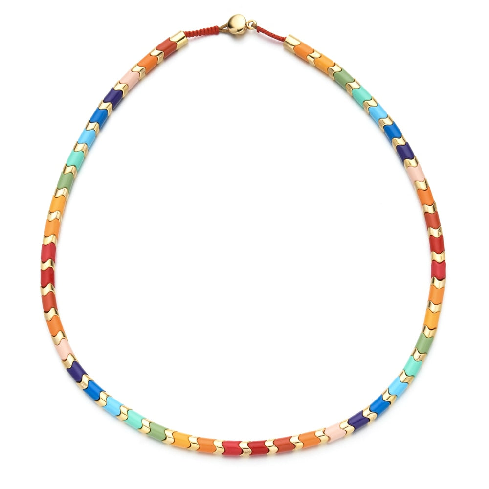 Retro Brand Party Jewelry Necklace Heavy Chain Rope Wedding Jewelry Gold Color Choker Collar Big Beads DIY Gift