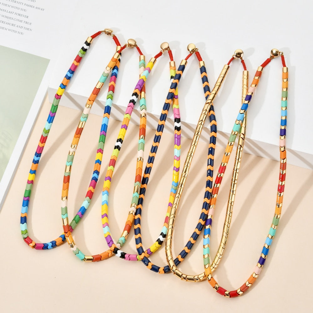 Retro Brand Party Jewelry Necklace Heavy Chain Rope Wedding Jewelry Gold Color Choker Collar Big Beads DIY Gift