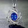 Sapphire Crystal Pendant Necklace For Women Elegant Oval Flower Spiral Charm Necklace Romantic Wedding Jewelry bijoux