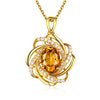 Sapphire Crystal Pendant Necklace For Women Elegant Oval Flower Spiral Charm Necklace Romantic Wedding Jewelry bijoux