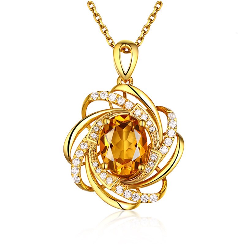 Sapphire Crystal Pendant Necklace For Women Elegant Oval Flower Spiral Charm Necklace Romantic Wedding Jewelry bijoux