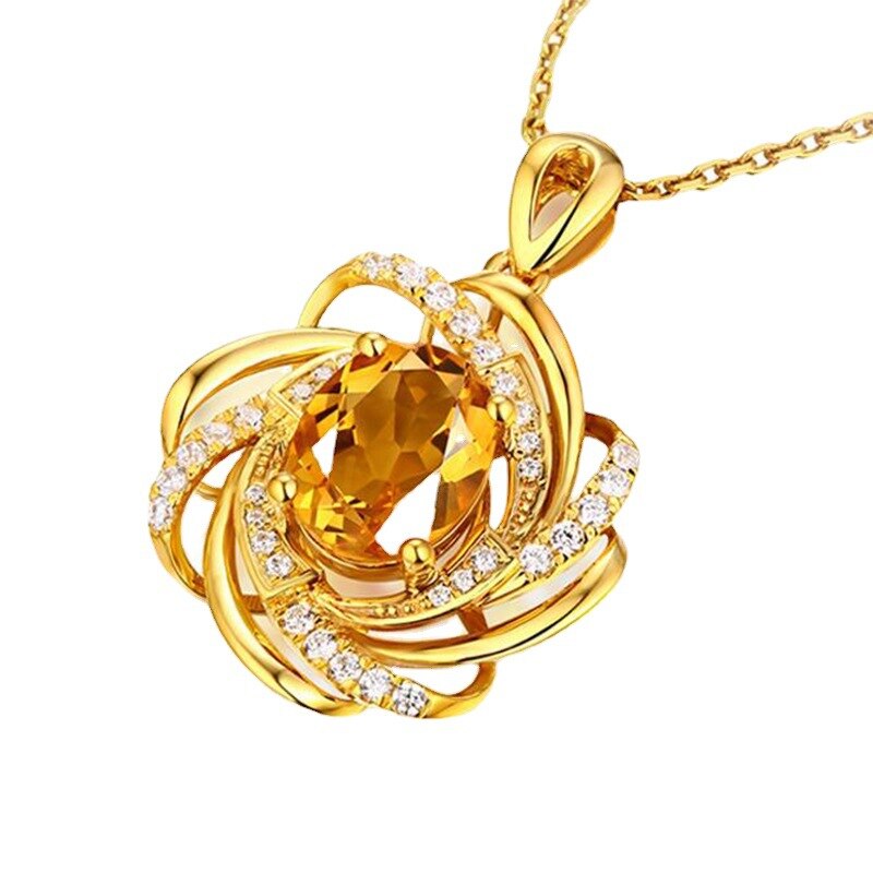 Sapphire Crystal Pendant Necklace For Women Elegant Oval Flower Spiral Charm Necklace Romantic Wedding Jewelry bijoux