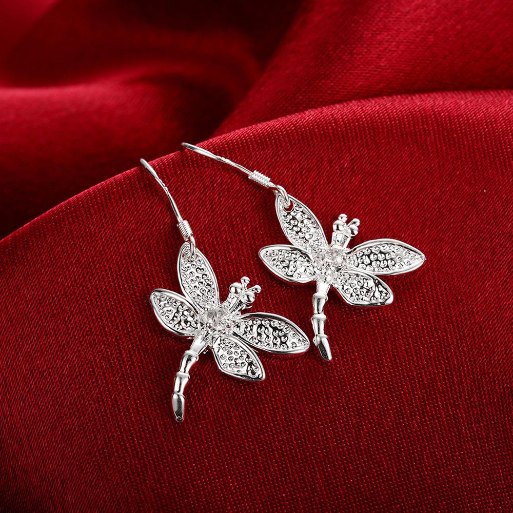 designer 925 sterling Silver Crystal dragonfly pendant necklace earrings for Women gifts wedding Jewelry sets