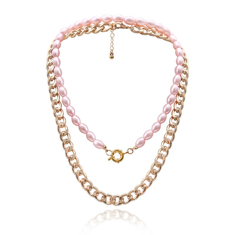 Multi Layer Baroque Pearl Chain Necklace Women Wedding Punk Chunky Thick Choker Necklace Aesthetic Jewelry Gift