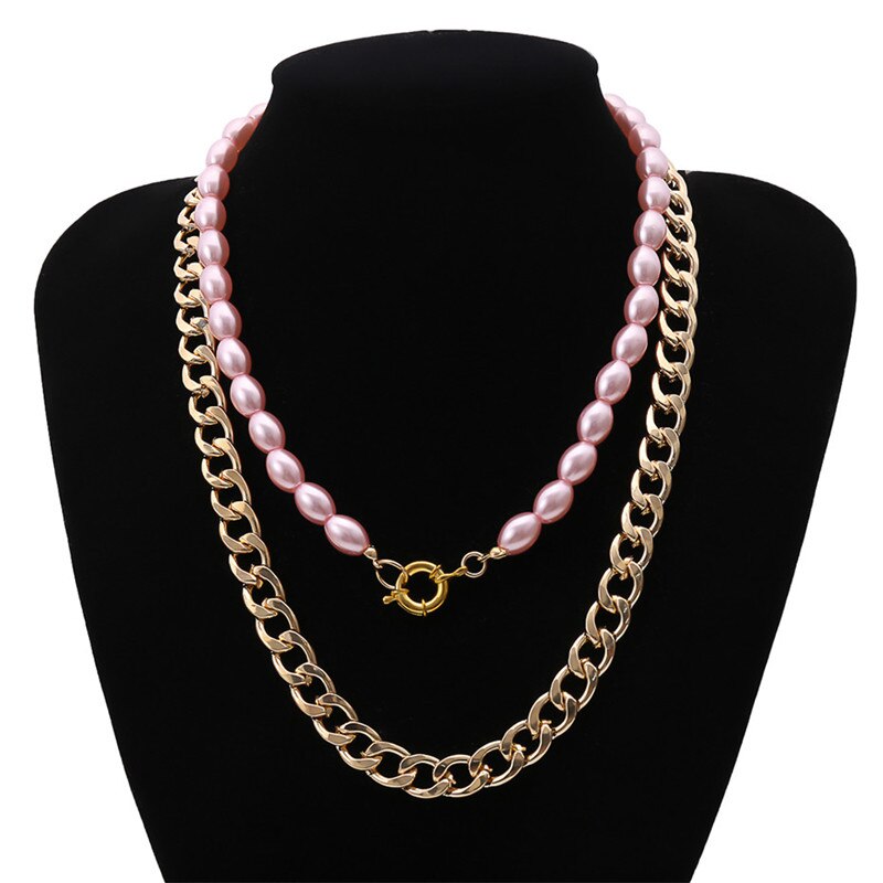 Multi Layer Baroque Pearl Chain Necklace Women Wedding Punk Chunky Thick Choker Necklace Aesthetic Jewelry Gift