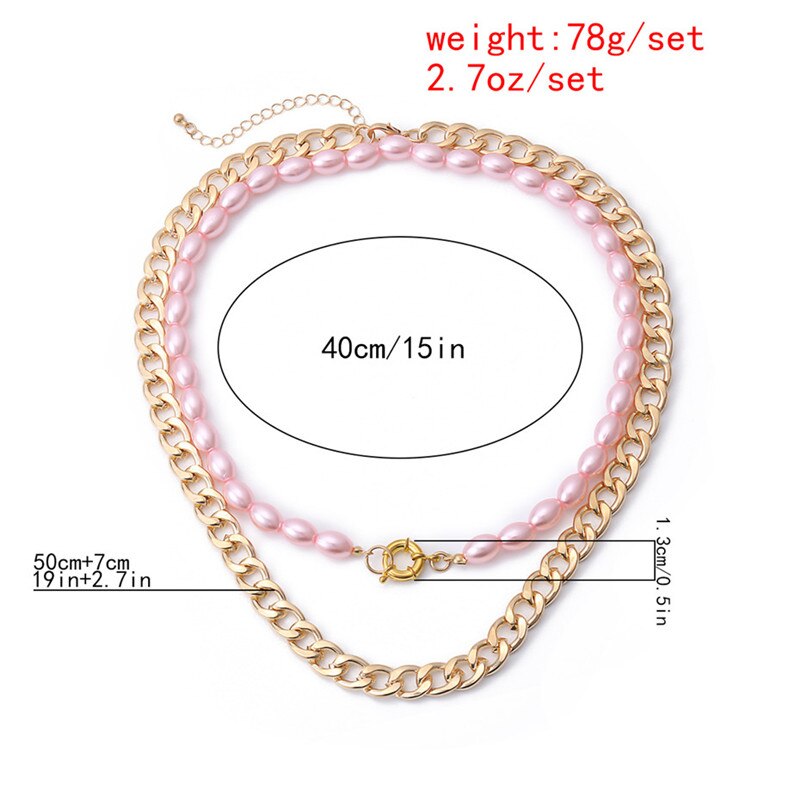 Multi Layer Baroque Pearl Chain Necklace Women Wedding Punk Chunky Thick Choker Necklace Aesthetic Jewelry Gift
