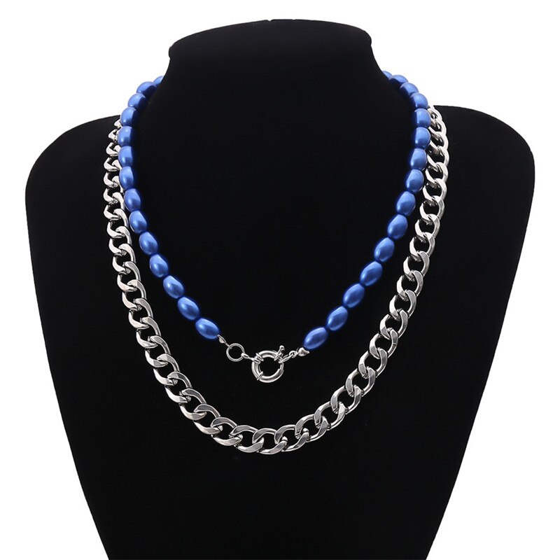 Multi Layer Baroque Pearl Chain Necklace Women Wedding Punk Chunky Thick Choker Necklace Aesthetic Jewelry Gift