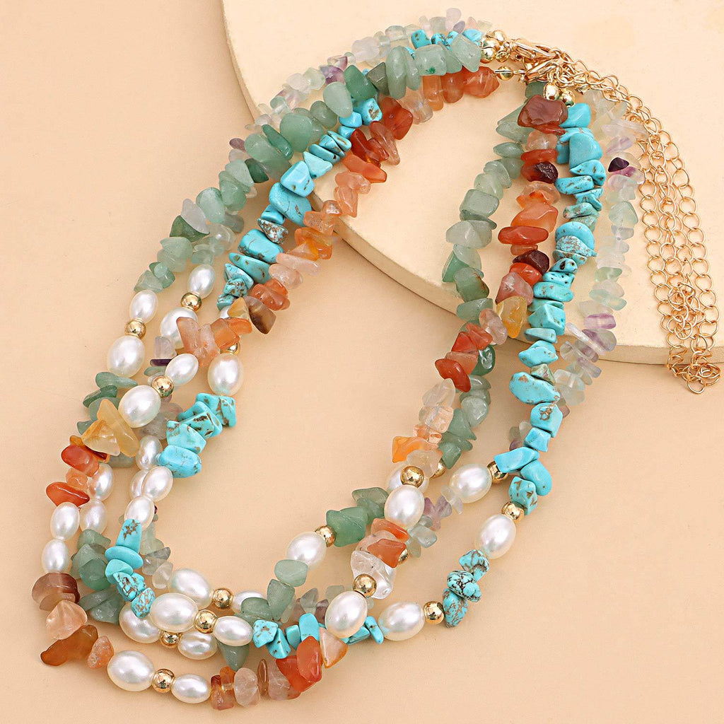 Natural Stone Necklace for Women Boho Irregular Beads Pearls Necklaces Choker Trendy Jewelry Wedding Party Gift Collar