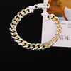 Pretty 925 sterling silver Gold plated fine classic 10MM chain Bracelets for woman man Wedding party Gifts Jewelry