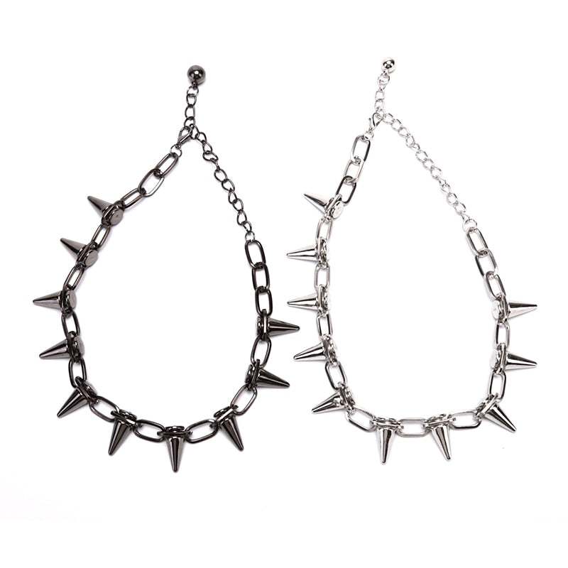 Rivets Chokers Punk Goth Handmade CCB Material Choker Necklace  Spike Rivet Necklace Rock Gothic Chokers
