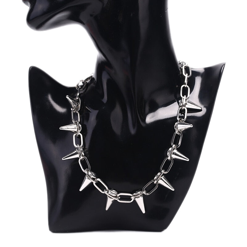 Rivets Chokers Punk Goth Handmade CCB Material Choker Necklace  Spike Rivet Necklace Rock Gothic Chokers