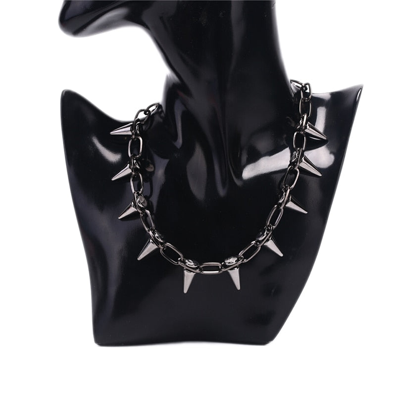 Rivets Chokers Punk Goth Handmade CCB Material Choker Necklace  Spike Rivet Necklace Rock Gothic Chokers
