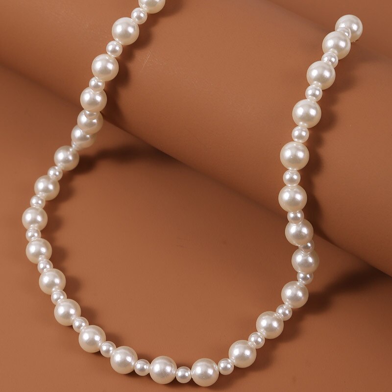 Round Imitation Pearl Necklace Wedding Necklaces For Brides Handmade Starnd Choker Party Jewelry Dress Accessories