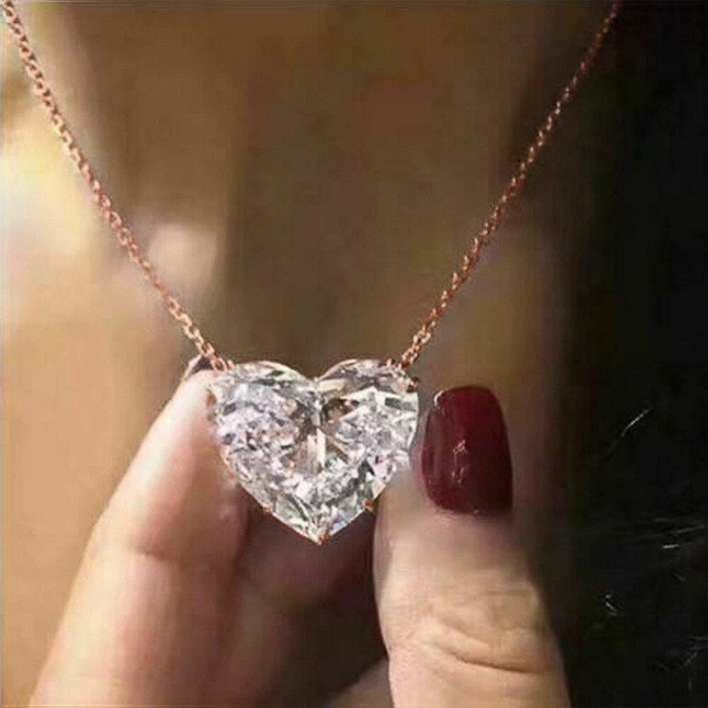 Simple Love Necklace Single Zircon Jewelry Ladies Exquisite Clavicle Chain for Women Wedding Engagement Jewelry Gifts
