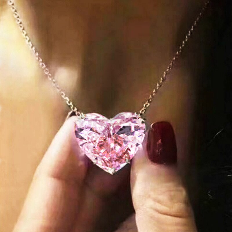 Simple Love Necklace Single Zircon Jewelry Ladies Exquisite Clavicle Chain for Women Wedding Engagement Jewelry Gifts