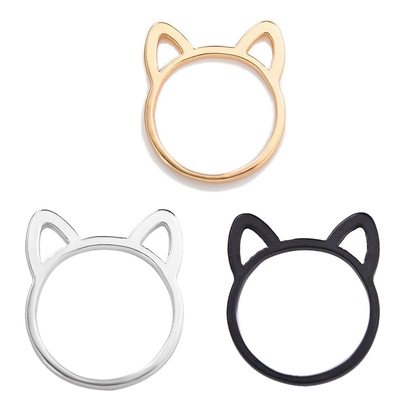 New Style Couple Jewelry Silver/Black/Gold Color Ring Cute Cat Ear Rings For Women Wholesale