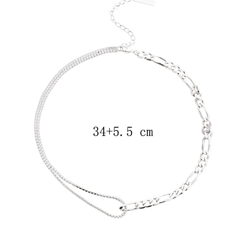 Trendy Silver Color 925 Sterling Silver Shiny AAA Zircon Chain Choker Necklace for Women Fine Jewelry Party Wedding Gifts