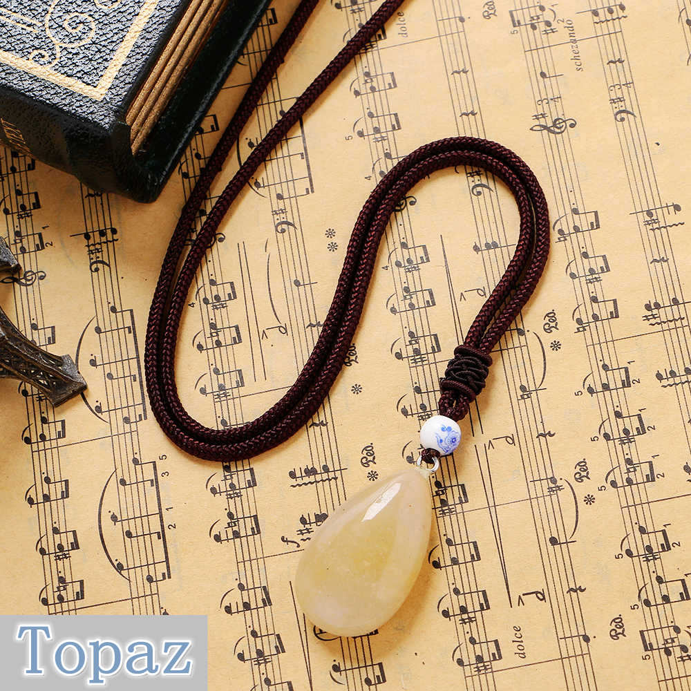 New Various Natural Stone Water Drop Pendant Pendulum Crystal Amethyst obsidian Chakra Healing Reiki Necklace Women Fine Jewelry