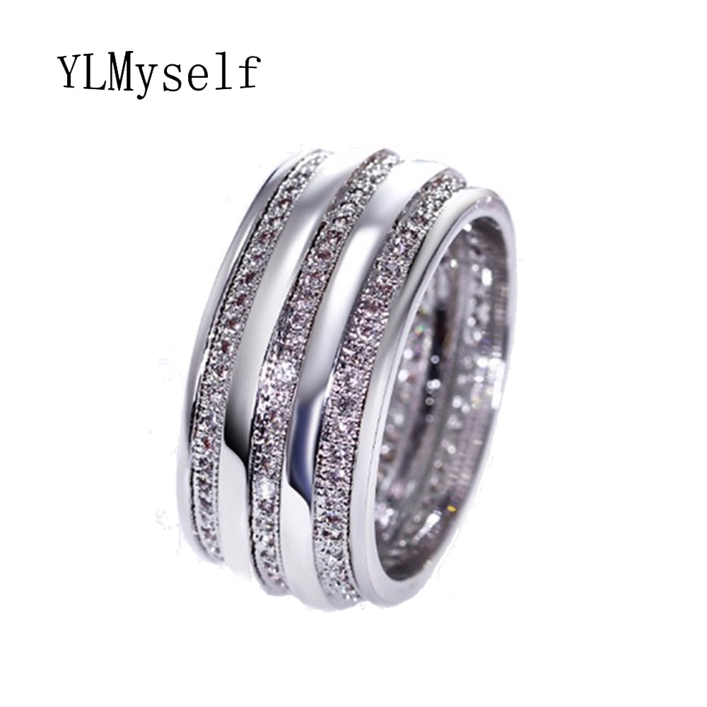 New Wide circle ring Fashion Promotion Design White and Gold color setting AAA Cubic Zirconia Trendy Rings Jewelry