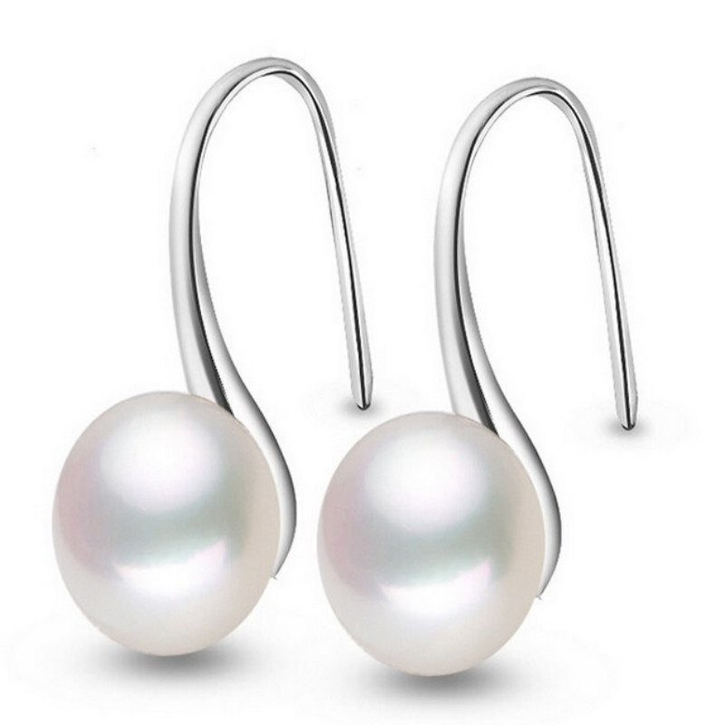 New fashion Pearl Earrings for Women High Quality Silver Plated Jewelry Plating White Pearl Elegant Earrings E087