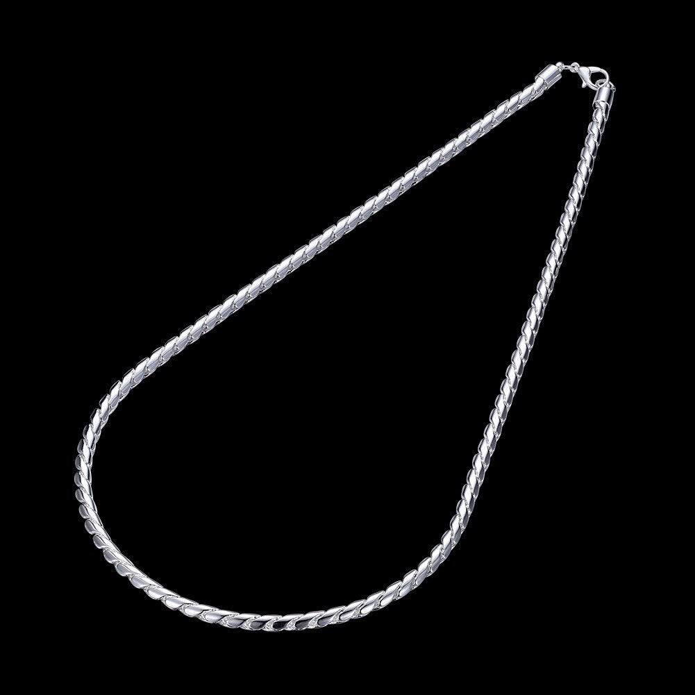 fine 925 Stamped Silver 4MM Twisted rope chain Necklace for woman men's Christmas gifts  party wedding Jewelry