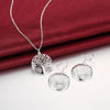 korean 925 Sterling Silver Round leaves Pendant necklace earrings for woman Jewelry sets Party wedding gifts