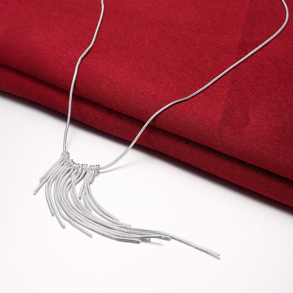 korean 925 Sterling Silver fine Tassel lines necklace earrings for women designer Jewelry sets Party wedding Gifts