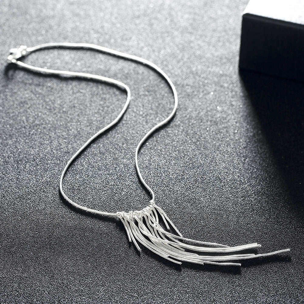 korean 925 Sterling Silver fine Tassel lines necklace earrings for women designer Jewelry sets Party wedding Gifts