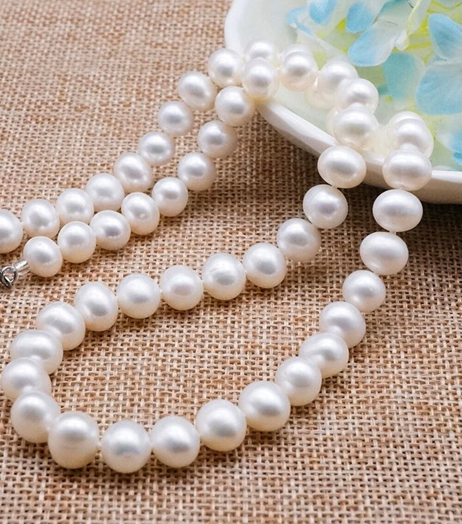 natural freshwater pearl necklace baroque pearl jewelry women's Party Wedding not show steel accessories