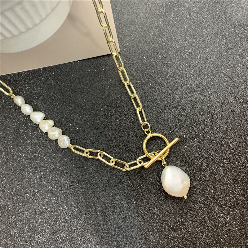 natural freshwater pearl necklace baroque pearl jewelry women's Party Wedding not show steel accessories
