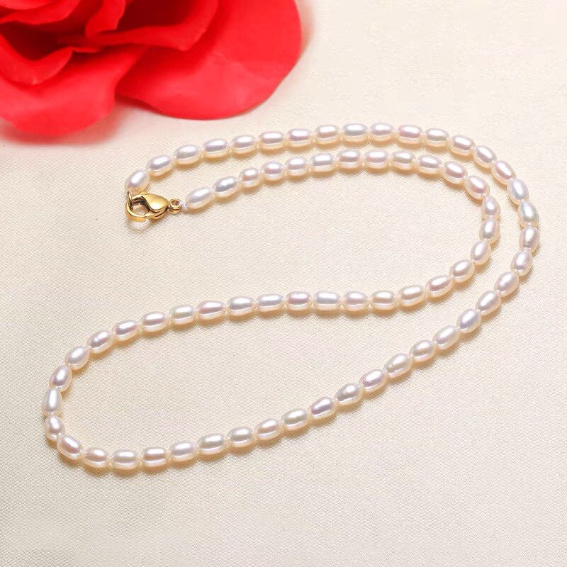 natural freshwater pearl necklace baroque pearl jewelry women's Party Wedding not show steel accessories